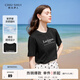 秋水伊人經(jīng)典簡(jiǎn)約圓領(lǐng)短袖T恤夏季新款女正肩顯瘦百搭上衣 黑色 M
