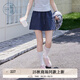紫涵（ZIHAN）紫涵條紋拼接牛仔a字短裙女2025秋季新款系繩松緊高腰藏青半身裙 藏青 S