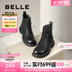 百麗（Belle）七夕禮物舒適馬丁靴女商場款真皮時尚靴B7E2DDD4 黑色-單里 39 (245mm)