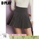 DPLAY【惠品】2025秋季氣質(zhì)通勤黑色半身裙女百褶裙短款高腰短裙 氣質(zhì)灰 S