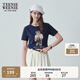 Teenie Weenie【索羅娜】女裝夏季簡(jiǎn)約風(fēng)白色短袖T恤短款上衣 藏青色 S (160)
