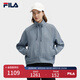 FILA 斐樂官方女士針織長袖外套2025春新款時尚休閑寬松格紋上衣 和諧藍-BU XL (175) 92A