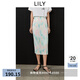 LILY2025春新款女裝氣質(zhì)新中式漆藝漸變暈染印花彈力直筒裙包臀裙 302粉綠 M