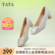 他她（TATA）氣質(zhì)方扣單鞋女鞋2025新粗跟高跟鞋法式鞋子女鞋7YO01AQ4 蘭灰 37