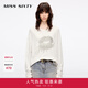 MISS SIXTY2025夏季新款長(zhǎng)袖T恤女圓領(lǐng)寬松中長(zhǎng)款復(fù)古印花上衣 白色 XS