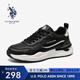 美國馬球協(xié)會(huì )（U.S.POLO ASSN.）鞋子男鞋秋季老爹鞋男2025新款厚底休閑運動(dòng)鞋男士輕便旅游鞋男 黑色 42 (260mm) 標準運動(dòng)鞋碼