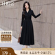 絲柏舍A字連衣裙2025秋裝新款女裝時尚收腰長袖V領氣質(zhì)大擺裙