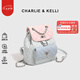 CHARLIE&KELLI女士包包背包女包2025新款雙肩包女撞色菱格背包校園學(xué)生鏈條書包 藍(lán)色【京倉配送 品牌禮袋】