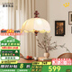 鹿家良品（LUUGAA）花朵燈餐廳吊燈法式復(fù)古中古風餐廳燈島臺餐桌燈新中式中山燈具 【薦】全光譜55cm三色光48W