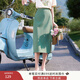 香影過(guò)膝開(kāi)叉a字半身裙女2025夏裝新款法式氣質(zhì)中長(cháng)綠色高腰裙子 綠色 M