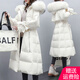 AEMAPE 真毛領(lǐng)白鴨絨羽絨服女過(guò)膝中長(cháng)款2025冬季新款韓版外套春秋 白色+真毛領(lǐng) M _建議115-135斤