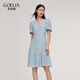 歌莉婭小香風(fēng)連衣裙女夏2025新款法式千金重要場(chǎng)合裙子1E3R4K01A 05U粉藍 XL