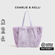CHARLIE&KELLI CK品牌包包女包時(shí)尚毛絨包2025新款女士托特包手提單肩包 紫色