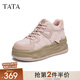 他她（TATA）粉色厚底板鞋女鞋休閑加絨高幫鞋松糕鞋春季新款GJZ01DM4 粉色（絨里） 38