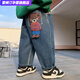 雷姆汀男童牛仔褲秋冬款加絨加厚長(cháng)褲冬季網(wǎng)紅炸街冬裝褲子 藍色單款 90 (90)