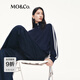 MO&Co.毛衣外套2025秋新品醋酸綿羊毛復古運動(dòng)風(fēng)雙開(kāi)拉鏈MBE3CAR011 深寶藍色 XS /155