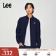 Lee標準版抓絨刺繡小Logo翻領(lǐng)男長(cháng)袖襯衫休閑潮流LMT009100206 海軍藍 M