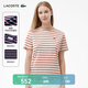 LACOSTE【七夕禮物】法國鱷魚女裝25春夏新款條紋棉質(zhì)T恤|TF0352 FYI/粉紅/紅色條紋 XS 34