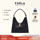 芙拉（FURLA）【禮物】GOCCIA牛皮中號女士手提單肩包腋下包HOBO包流浪包 黑色