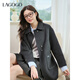 LAGOGO法式初戀黑色雙排扣雙面呢女拉谷谷2025冬新款優(yōu)雅翻領(lǐng)大衣 深灰色 M