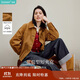 茵曼復(fù)古燈芯絨巴恩風(fēng)花苞外套2025秋女裝新款百搭上衣 棕色 S