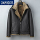 凱撒（KAISER）海寧新款舊風(fēng)原生態(tài)羊皮毛一體外套男加厚真皮皮衣皮草保暖大衣 黑色 2XL (180) (適合150斤-165斤)黑色