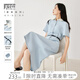 對(duì)白法式高級(jí)感連衣裙女2025夏季新款氣質(zhì)收腰顯瘦通勤風(fēng)襯衫裙子 冰水藍(lán) S