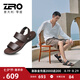 零度Zero男鞋新品軟底沙灘鞋透氣戶外休閑皮鞋涼拖鞋室內(nèi)外穿懶人皮鞋 咖啡 43