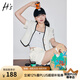 H's小香風外套女夏季新款女裝V領(lǐng)短袖上衣千金風復(fù)古短外套女 米白色 S