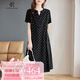 clotho Rennie品牌女裝波點連衣裙女2025夏季新款韓版氣質(zhì)寬松遮肚顯瘦純棉裙子 黑色 XL （適合125-135斤）