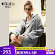 Olrain歐芮兒法式針織衫女秋冬新款翻領(lǐng)中長(zhǎng)款毛衣外套開(kāi)衫 灰色 M