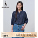beanpole濱波  春夏新款女士商務(wù)優(yōu)雅春夏印花七分袖襯衫 藏青色 S 160/84A