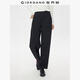 佐丹奴褲子女秋冬新款磨毛休閑褲半松緊腰女士繭型九分褲05425671 09標志黑 M