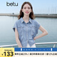 百圖betu女裝2025夏季新款襯衫舒適棉感上衣牛仔短袖外套女2504D09 淺牛仔藍 S