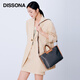 DISSONA迪桑娜女包中號老花折耳包幸運錦囊包手提單肩包斜挎包托特包大包 棕色 - 中號