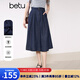 百圖betu女裝2025春季新款半身裙高腰中長(zhǎng)款原色洗水牛仔裙女2502T63 深牛仔藍(lán) M