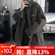 QGF2025春秋薄款美式復古牛仔外套男士女情侶寬松休閑機車(chē)服上衣夾克 深灰色 XL [建議110-130斤]