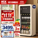 HCK哈士奇【至高補貼20%】大容量復古冰吧冰箱透明玻璃門(mén)冰箱客廳家用冷藏展示恒溫節能一級能效 「冷藏冷凍」SC-168RD-S 奶茶色168L