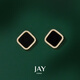 Jay【七夕禮物】黑色方形耳釘女氣質耳環小眾百搭耳飾品送女友