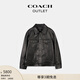蔻馳（COACH）奧萊男士男裝皮革TRUCKER夾克外套 黑色 L