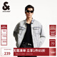 杰克·瓊斯（JACK&JONES）男裝25年淺色牛仔外套男潮流寬松短款牛仔夾克100%純棉春秋外套 牛仔藍C42 常規 牛仔藍C42 L