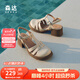 森達(dá)羅馬鞋女款2025夏新復(fù)古休閑粗跟時(shí)尚豬籠鞋ZTG13BH5 米白 38