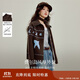 茵曼北極絨提花翻領(lǐng)毛衣2025秋女裝新款保暖針織開(kāi)衫外套 咖色 XL