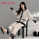 古今（GUJIN）新年禮物軟綿半邊絨睡衣女秋冬保暖珊瑚絨睡褲家居服外穿毛絨開(kāi)衫