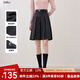百圖（betu）女裝2025年秋季新款半身裙配送腰帶及膝微A壓褶裙裙子女2509T77 炭灰 S