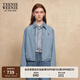 Teenie Weenie小熊牛仔外套女2025年春季新款刺繡簡(jiǎn)約休閑短款夾克外套女 中藍色 M