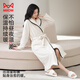 貓人【保暖雪麗絨】睡袍情侶睡衣女士秋冬抽條加長(cháng)保暖簡(jiǎn)約浴袍米色L