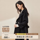 尚都比拉中長(cháng)款毛呢大衣女冬季小個(gè)子100%羊毛雙面呢外套 雅黑色 M 