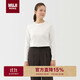 無(wú)印良品（MUJI）女式 天竺編織長(cháng)袖T恤上衣打底衫 白色5A L
