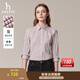 哈吉斯（HAZZYS）女裝 秋季女士襯衣條紋通勤長(cháng)袖休閑襯衫女ASCSK1CCX07 酒紅色WN M (160/84A 38)